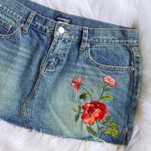 Floral Embellished Denim Mini Skirt