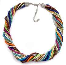 New Women’s Multi colored twisted seed bead collar necklace