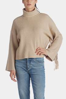 Tan Fringe Sleeve Sweater