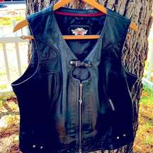 Customized Y2K Harley-Davidson Ladies Genuine Leather Vest Size Med/Lg 8/10/12