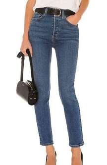 Re/Done Ultra High Rise Ankle Crop Jeans in Medium Fade