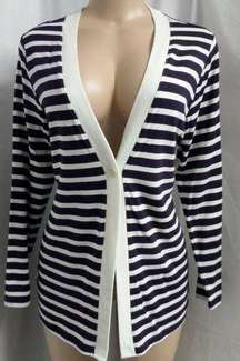 PURPLE STRIPED CARDIGAN KNIT SWEATER NWT SIZE: M