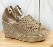 Not Rated Jojo Woven Espadrille Wedge Sandals Tan 8.5