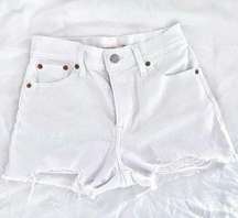 White High Rise Denim Shorts