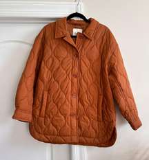 Women's Quilted Airpuff Shirt-Jacket Orange L Button Front m Fall Shacket