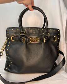 Black Leather Hamilton Studded Bag w/Chain Strap GUC | Designer Bag