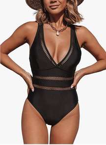 Women One Piece Swimsuit Sexy Deep V Neck Cross Back Bathing Suit