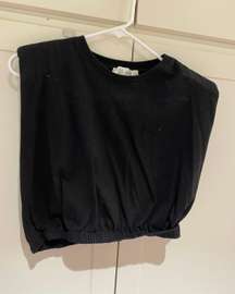 Saks Black Shoulder Pad Top