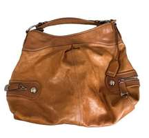 DKNY Brown Leather Hobo Shoulder Bag.