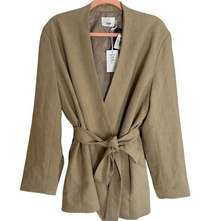 NWT Frankie Shop Minimalist Open Front Wrap Blazer In Wheat Khaki Large