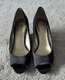 Black Open Toe Wedge Shoes