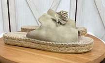 Seven Dials Wendelle Faux Suede Tasseled Espadrille Slide Sandal Stone Beige 11