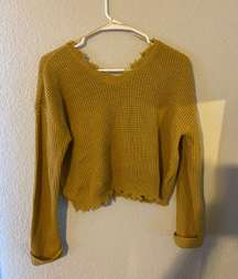 Moon & Madison Yellow Frayed Sweater