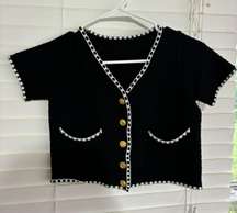 Black Crop Top With Gold Buttons