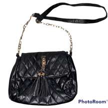 🎓 Black Diamond Patterned Flap Faux Leather Bag with Gold Chain Strap