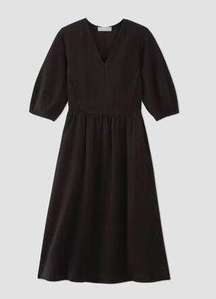 Everlane The TENCEL Puff-Sleeve Dress in Black XL NWT