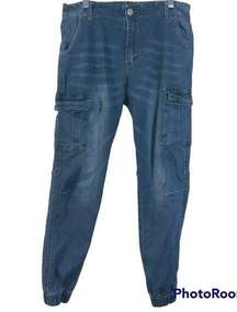 SWS Denim Co Dark Wash High Rise Cargo Denim Jogger Pants  JR L