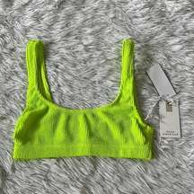 Good American Women’s Always Fits Scoop Neck Bikini Top in Electric Lime sz 1/2