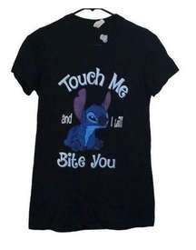 Women's BELLA Touch Me STITCH Black Graphic Shirt Size Large EUC #1056