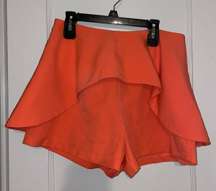 Orange Ruffle High Waisted Shorts