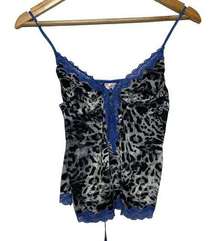 Jezebel Leopard Camisole M Lace Detail Animal Print Tie V Neck Sleeveless