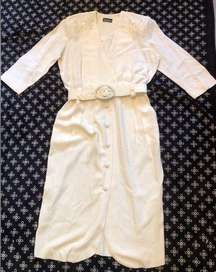 Vintage Studio I Ivory Dress with Belt Shoulder Pads