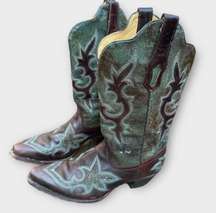 Corral Turquoise Inlay Leather Cowboy Boots