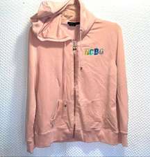 BCBG MAX AZRIA Soft Pink Full-Zip Jacket Hooded Colorful Sequence.