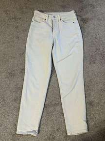 High-Waisted Button-Fly O.G. Straight Off-White Ankle Jeans Size 2 EUC