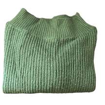 Exlura Women's Cable-Knit Mock Sweater Green Size Medium