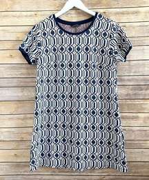 Alcott The Essential Geometric Print Short Sleeve Textured Mini Dress Large