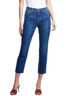 L’AGENCE Sada Cropped Jeans Raw Hem Manchester Blue NWT Size 28