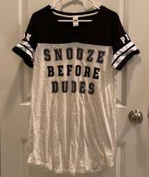 Pink snooze before dudes night shirt