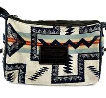 Pendleton Aztec Barrel Crossbody Bag Zip Closure Wool Leather Multicolor OS