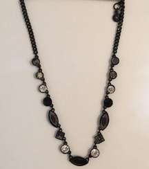 New DKNY Black Chain, Stone & Crystal Necklace