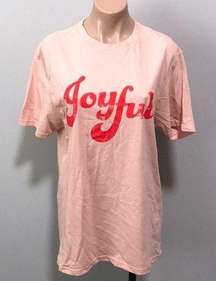 Joyful Graphic District Short Sleeve T-shirt Christmas Pink Red Medium Holiday