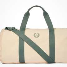 PINK Sport Gym Duffle CANVAS DUFFLE BAG Beige/Green ZIP NWT