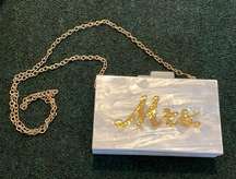 “Mrs.” White Acrylic Clutch Purse