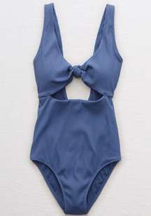 Aerie Ribbed Knot Blue One Pice Swimsuit Size Small