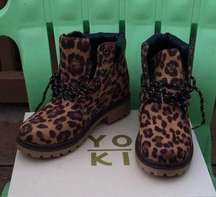 New  Leopard Smooth Combat Boots