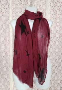 NWT mark and spencer maroon black sheer star scarf