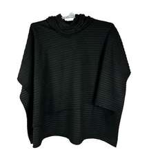 Le Moda Women's Black Pleated Cowl Neck Poncho Size One Size