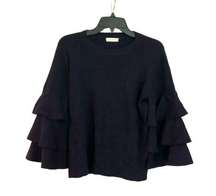 All row navy bell sleeve tiered sweater size m
