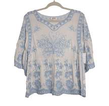 NWT Kindred Women's Embroidered Boho Hippie
White Blue Blouse Size Large