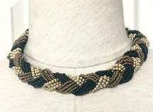 Black gold and brown beaded twisted necklace