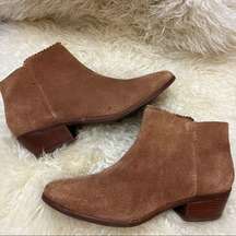 Jack Rogers Suede Scalloped Ankle Booties Tan 10M