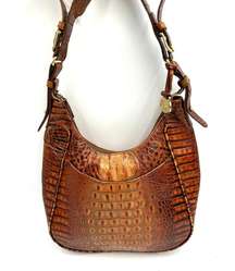 Brahmin Toasted Almond Melbourne Crocodile Leather Shoulder Bag