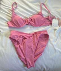 Pink Dippin ’s Underwire High Waisted V Bottom Set