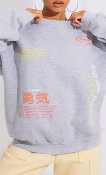 Grey Tokyo Symbol Printed Sweatshirt