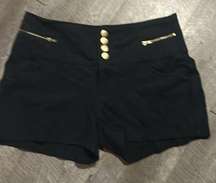 Ci Sono Shorts Womens, Size Large Black Stretch Hot Pants zipper pockets